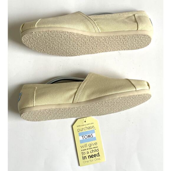 TOMS Canvas Slip On Flats Natural Beige Tan Cream Size 9.5 NEW - Picture 5 of 9